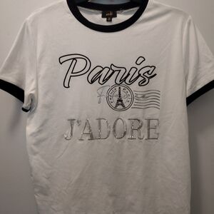Paris J'Adore Ringer Tee - White/Black